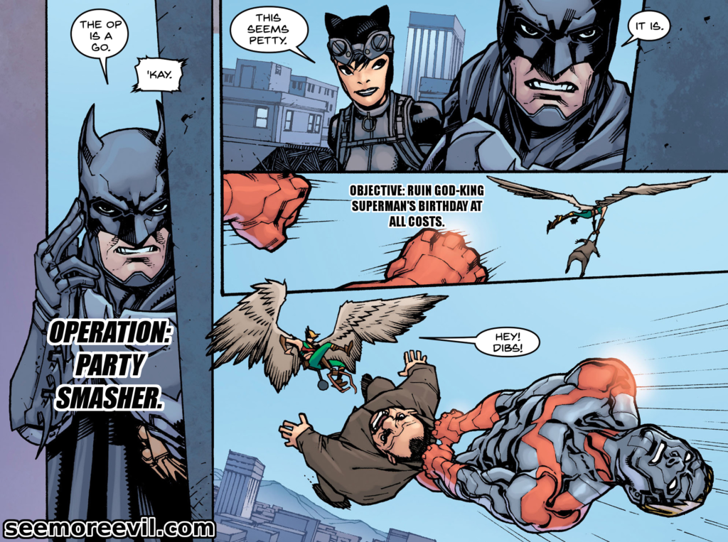 In Batman's defense, the moral high ground gets boring.